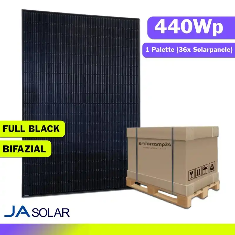 36x JA Solar 440 Wp Solarmodul JAM54D41/440Wp Bifaziales Full Black Markenware