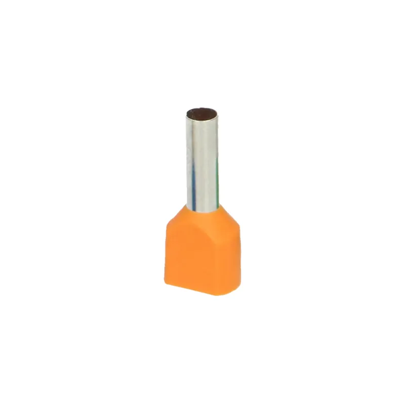 Geprüft Twin Aderendhülsen, Isoliert, maximaler Querschnitt 4mm2, Kupferhülsenl?nge 12mm, 100 Stück. orange