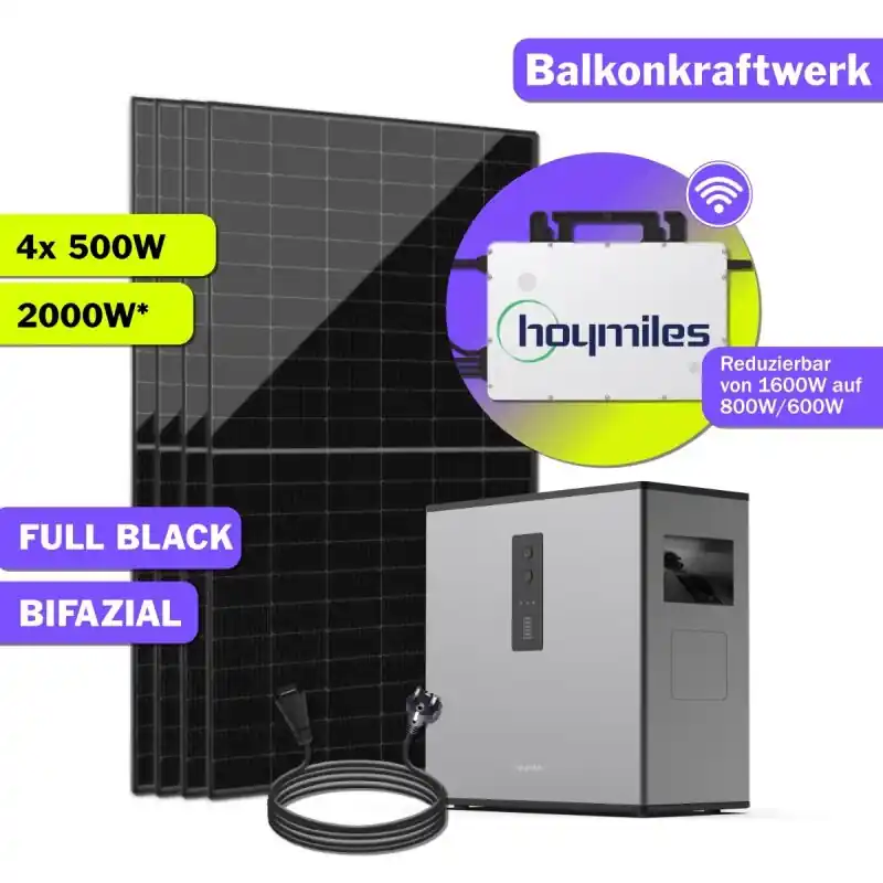 2000W Balkonkraftwerk Solaranlage Solarset mit Hoymiles Solarstromspeicher 2,2kW Top-Preis