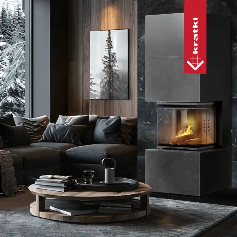 Sonderangebot Kaminbausatz KRATKI NBC 500/500 8 kW Ø 200 Graphit – Holzofen modern, effizient & A+