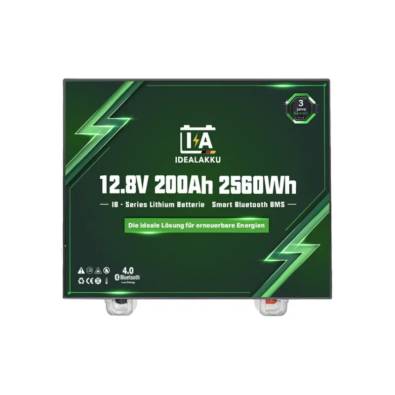 Preisknaller Idealakku IA-12-200H LiFePO4 Batterie 12,8V 200Ah mit Bluetooth & BMS – Lithium Versorgungsbatterie für Wohnmobil, Boot & Solar