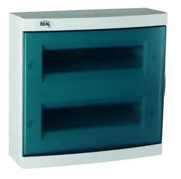 Rabatt Kanlux Ideal TS Kleinverteiler Aufputz, Kunststoffgehäuse, Tür ABS durchsichtig, 2-reihig für 2x12 Module, KDB-S24T (23614)