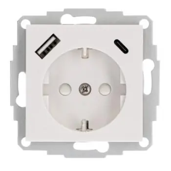 TeMo T&More® Schuko Steckdose weiss mit USB Ports, 1x USB-A, 1x USB-C, passend zu 55er Schalterserien (Busch Jäger, Gira, Jung, Merten)(2900137TEM) Sofort Bestellen