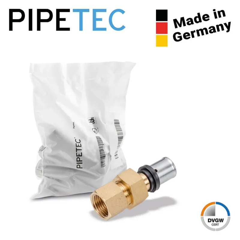 10 x Pipetec Press-Übergangsverschraubung mit IG 16x2 - 1/2" PFV1604IG, DVGW, TH+U Kostenloser Rückversand