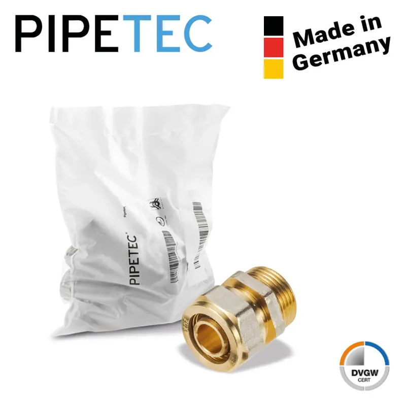 Schnäppchen 10 x Pipetec Schraub-Übergang Außengewinde 20x2 - 3/4", SFUA2005, DVGW Schraubfitting
