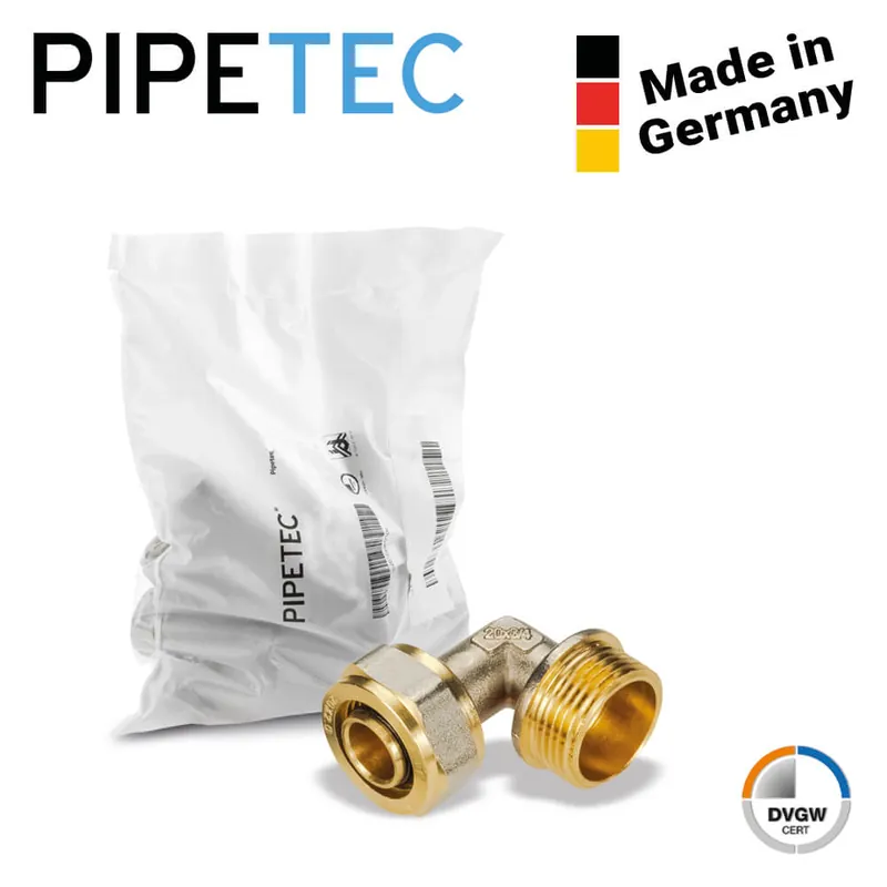 10 x Pipetec Schraub-Übergangswinkel mit Außengewinde 20x2 - 3/4", SFWA2005, DVGW Preiswert