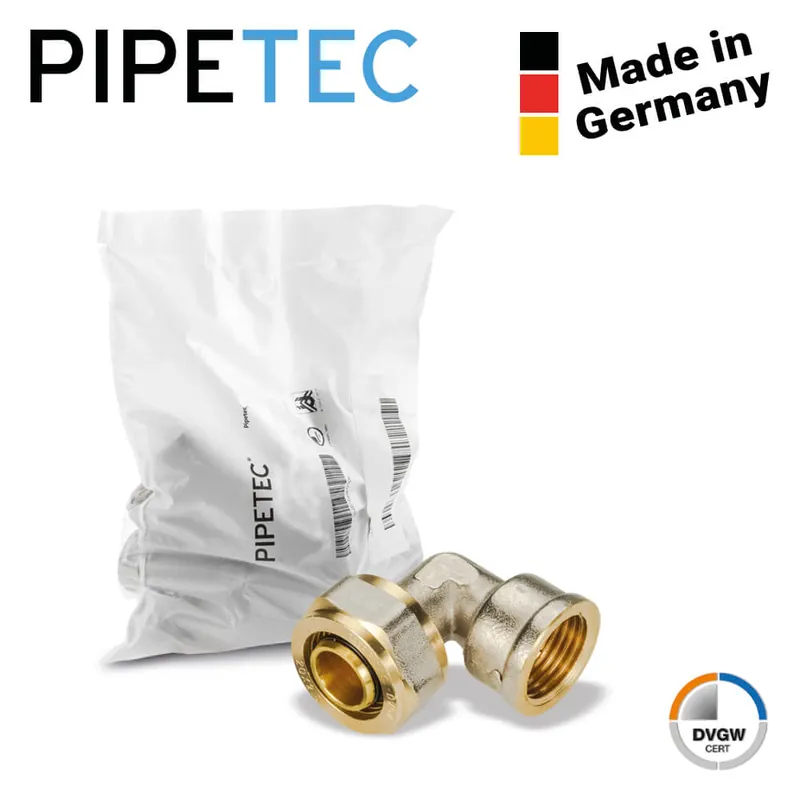 10 x Pipetec Schraub-Übergangswinkel mit Innengewinde 20x2 - 1/2", SFWI2004, DVGW Top-Qualität