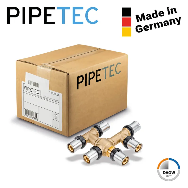 10 x Pipetec Press-kreuzungsfreies T-Stück 16x2 - 16x2 - 16x2 PFKFT161616, DVGW, TH+U Ab Werk