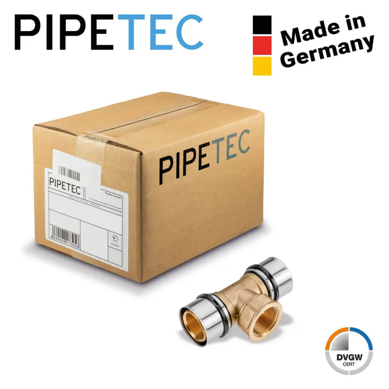 Online Kaufen 5 x Pipetec Press-T-Stück mit Innengewinde 50x4 - 1 1/4" - 50x4 PFTI500750, DVGW, TH