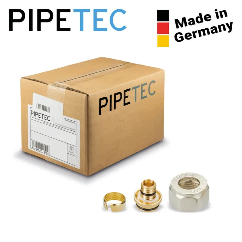 100 x Pipetec Klemmverschraubung 16x2 - 3/4" KV16M, Messing, Klemmringverschraubung Must-Have