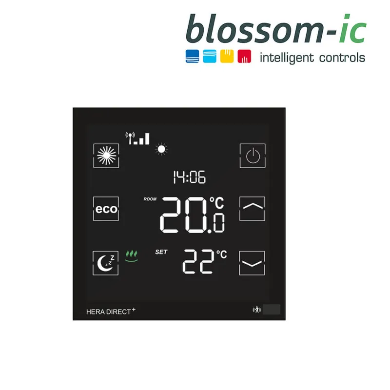 Blossom-ic Funk-Raumthermostat Hera Direct+, 230 V, Unterputz, für Fan-Coils, WLAN, schwarz Saisonangebot