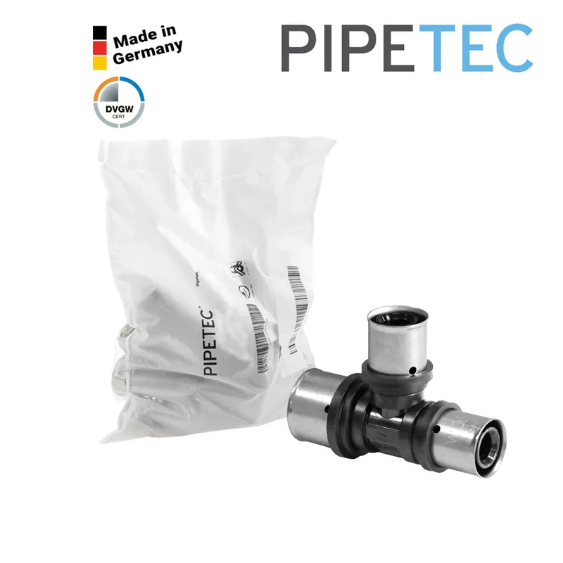 10 x Pipetec Press-T-Stück PPSU, reduziert, 20x2 - 16x2 - 16x2, KPFT201616, DVGW, TH+U Zertifiziert