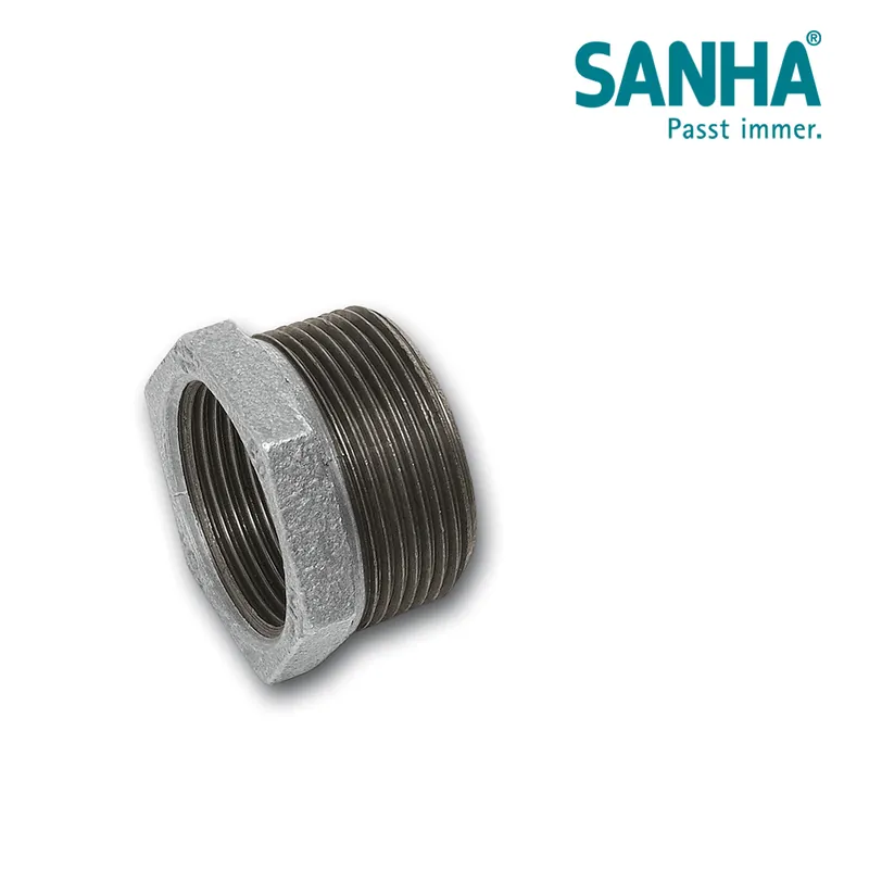 Zertifiziert SANHA Tempergussfitting Reduziernippel verzinkt IG/AG 3/4"x1/4" EN-GJMW-400-5