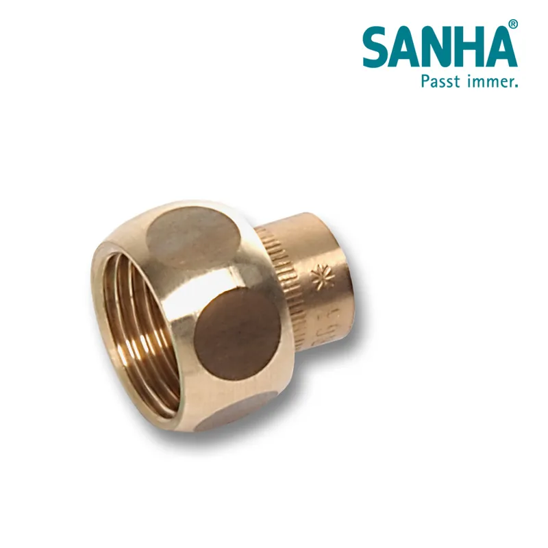 Zertifiziert SANHA Lötfitting Verschraubung flachdichtend Rotguss 12x1/2" DVGW