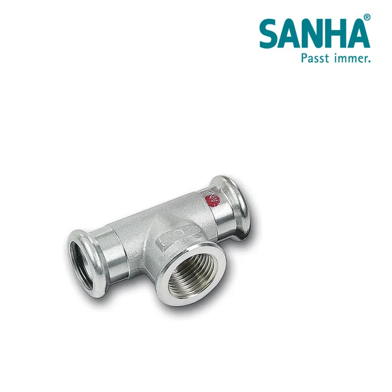 Ab Werk SANHA Therm T-Stück 42x1/2x42" IG, verzinkt, EPDM-schwarz, DVGW