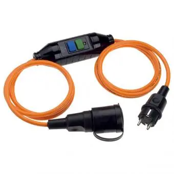 Gratis Versand Bachmann PUR-Schuko-Verlängerung mit FI-Schalter, H07BQ-F 3G1,5 mm², orange - 3 Meter