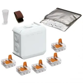 Cellpack Universal Box CG T40, 0,2 - 4mm², 90 x 90 x 52 mm, inkl. WAGO-Klemmen 221-413, IP 68 Geld-Zurück-Garantie