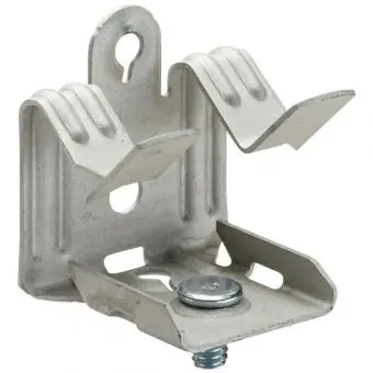Heißes Angebot Erico EM1318SM, Flanschclip zum Aufschlagen, Bodenbefestigung mit Bolzen, Flanschstärke 21 - 28mm, Gewindestift M6 x 11mm