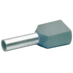 Zwillingsaderendhülsen isoliert, 2 x 4,0mm² / 12mm, grau, 100 Stück Neu