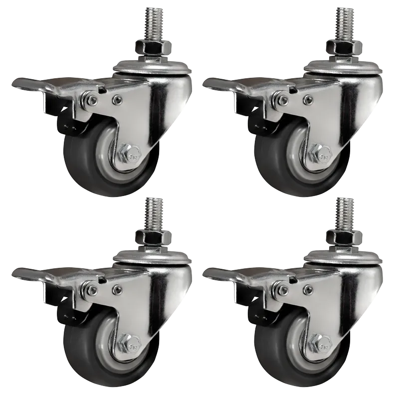 Tischrollen für Tischgestelle | 4 Rollen | silber-grau, drehbare Möbelrollen mit Bremsfunktion, Tragkraft je Rolle 50kg Saisonangebot