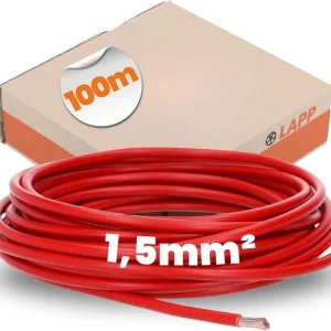 Kostenfreie Lieferung 100 Meter Lapp 4520041 H07V-K 1,5 mm² rot I Verdrahtungsleitung I Aderleitung flexibel I PVC Einzelader I Litze 1,5mm2 I Verdrahtung