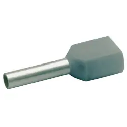 Zwillingsaderendhülsen isoliert, 2 x 0,75mm² / 10mm, grau, 100 Stück Knallerangebot