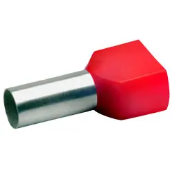 Zwillingsaderendhülsen isoliert, 2 x 10mm² / 14mm, rot, 100 Stück Exklusiv