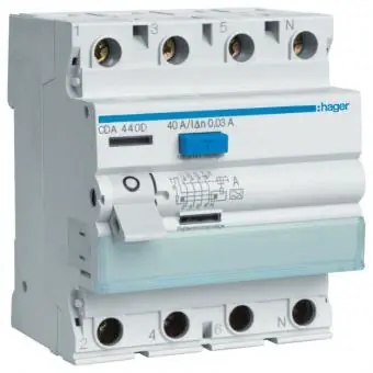 Hager CDA 440 D, FI-Schutzschalter 40A, 30mA, Typ A, 4polig Neu