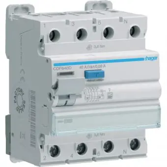 Hager CDF640D, FI-Schutzschalter, 10kA, 40A, 30mA, Typ F, 4-polig Beliebt