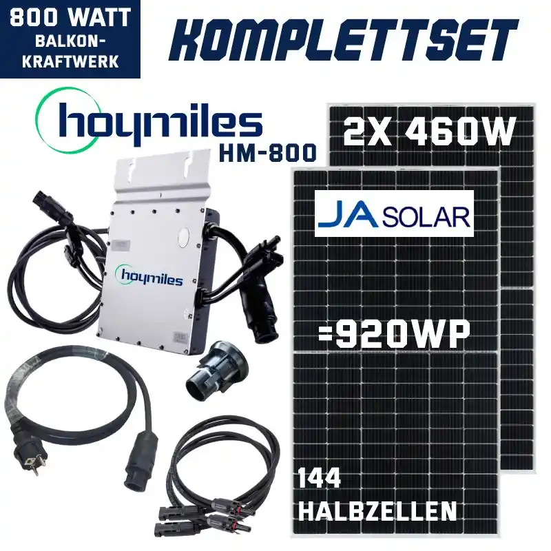 Sale Balkonkraftwerk 800W Future Set 920Wp – JAHoymiles HMS-800 + 2x 460W JA-Solarmodul