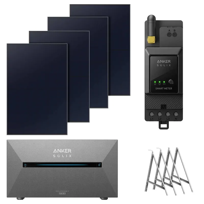 ANKER Balkonkraftwerk mit Speicher E1600 Pro, 1,6kW, Bodenhalterung und Panele Markenprodukt