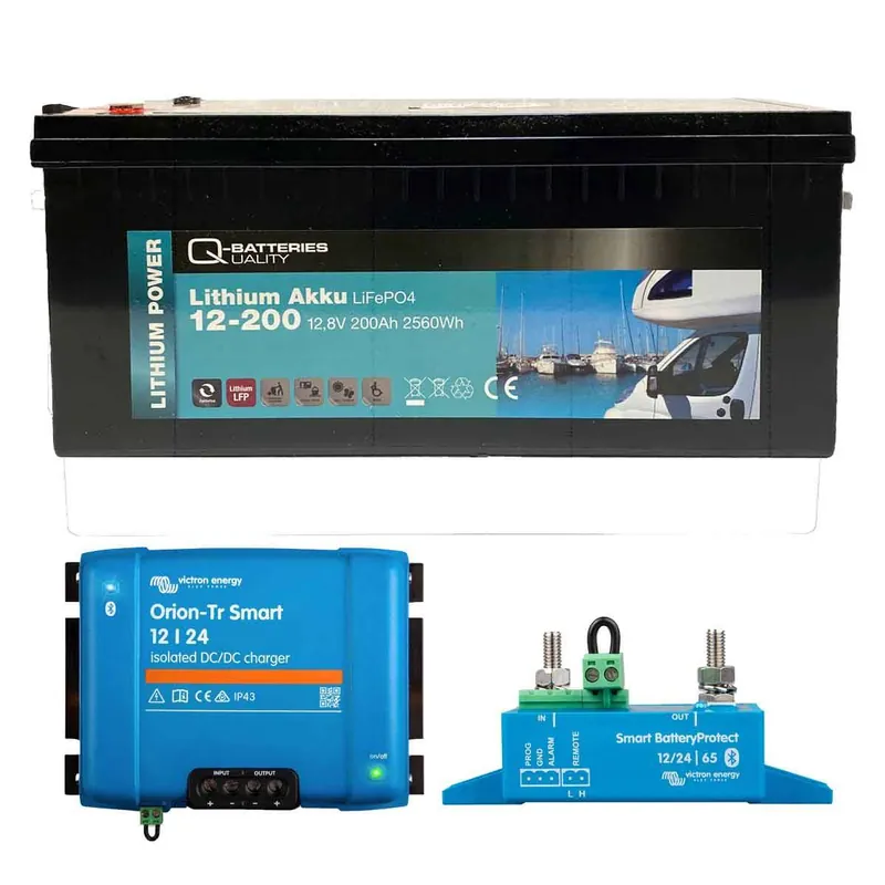 Sale Camper Autark Starter - Q-Batteries Lithium Akku 12,8V 200Ah + Victron Orion-Tr 12/12-10A DC/DC