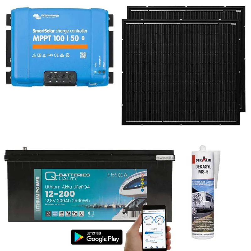 Weltweiter Versand a-TroniX Solaranlage Wohnmobil 440W mit 200Ah Lithium Batterie und Victron MPPT Laderegler